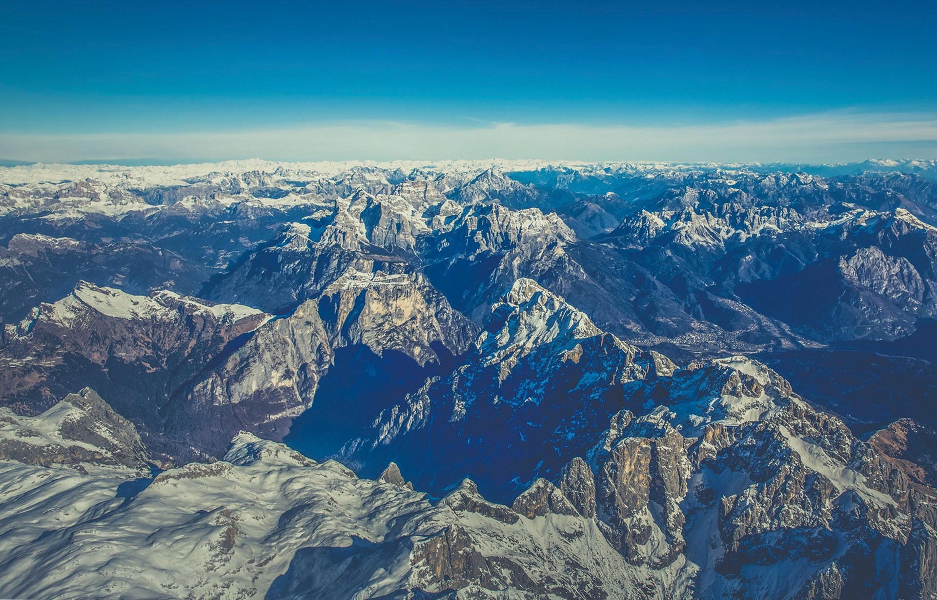 Aerial view of mountain range