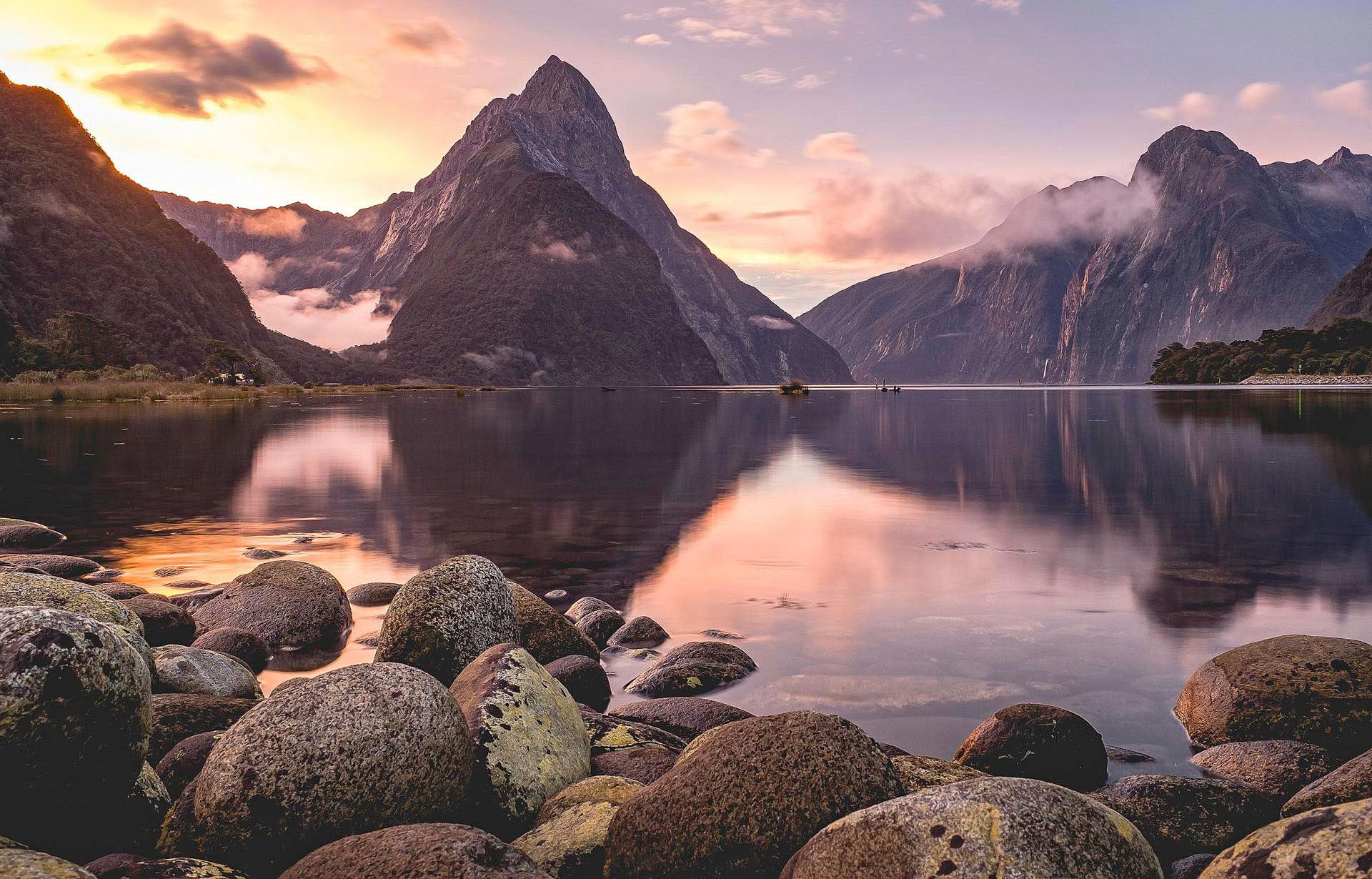 Milford Sounds at sunset